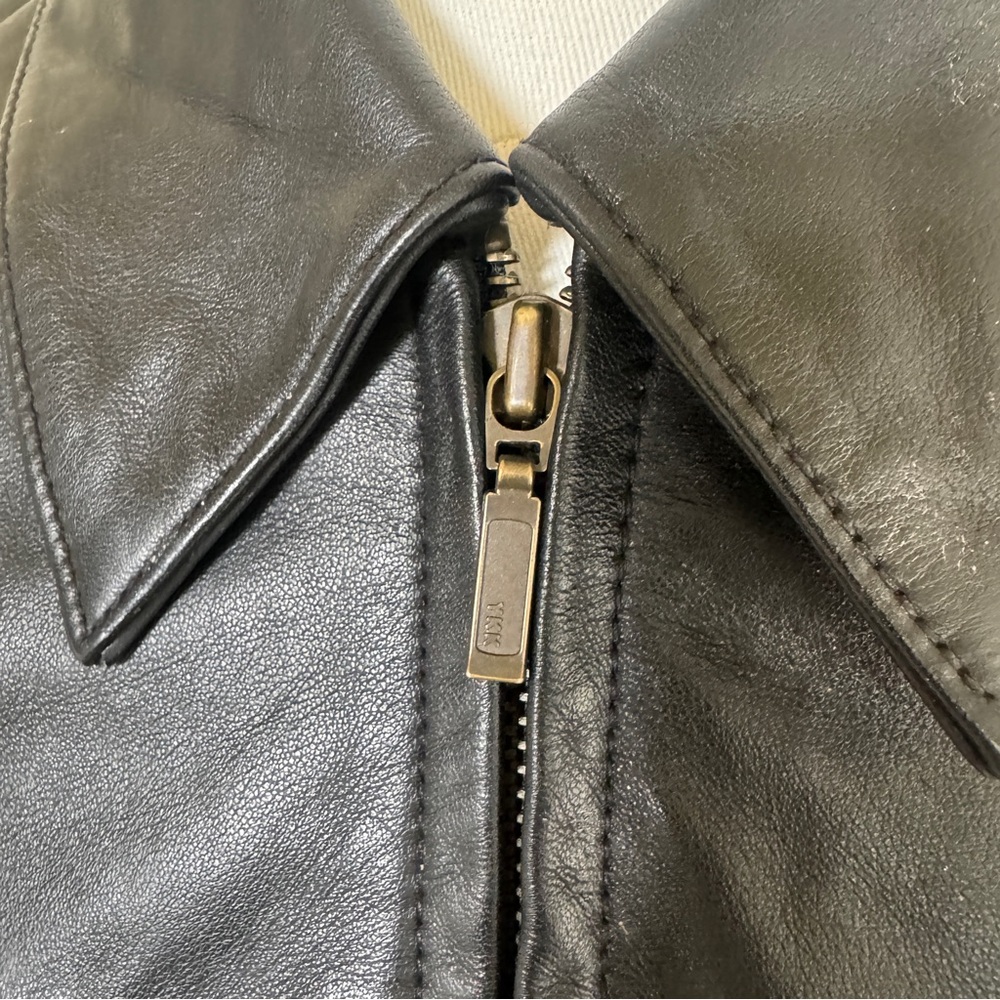 Vintage GAP Leather Jacket Womens M Black Zip Up Minimalist 90s Coat - Picture 4 of 15